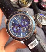 Copy Omega Speedmaster Chronograph Watches SS Blue Dial